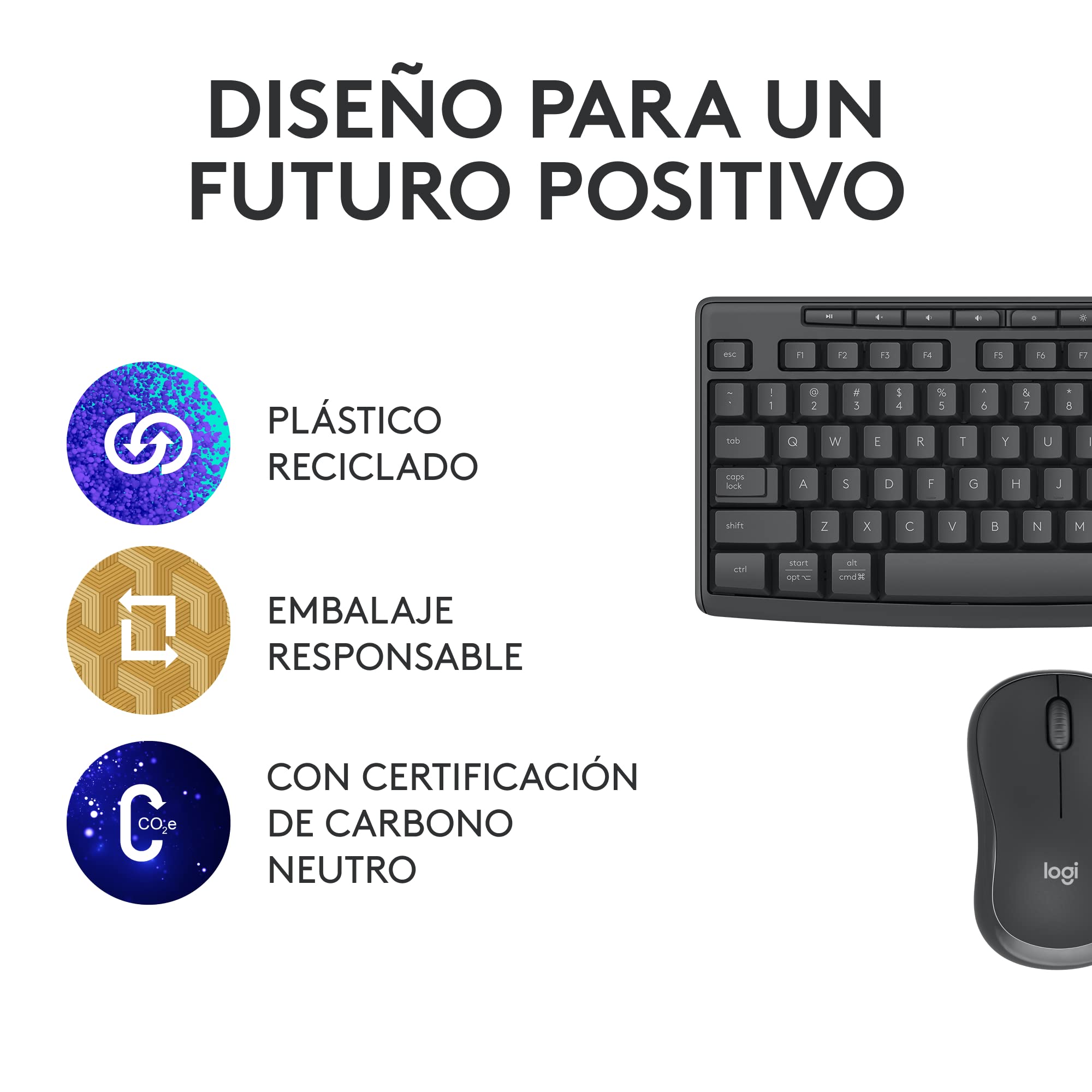 Logitech MK370 Combo Empresa, Teclado inalámbrico estándar y ratón inalámbrico, Receptor USB Logi Bolt, Bluetooth, certificación Mundial Windows/Mac/Chrome/Linux, QWERTY Español, Gris