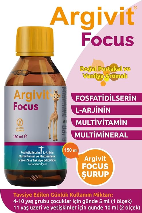Argivit Focus 2'li Paket Fosfatidilserin, L-arjinin, Multivitamin Ve Multimineral Şurup 150 ml P00643