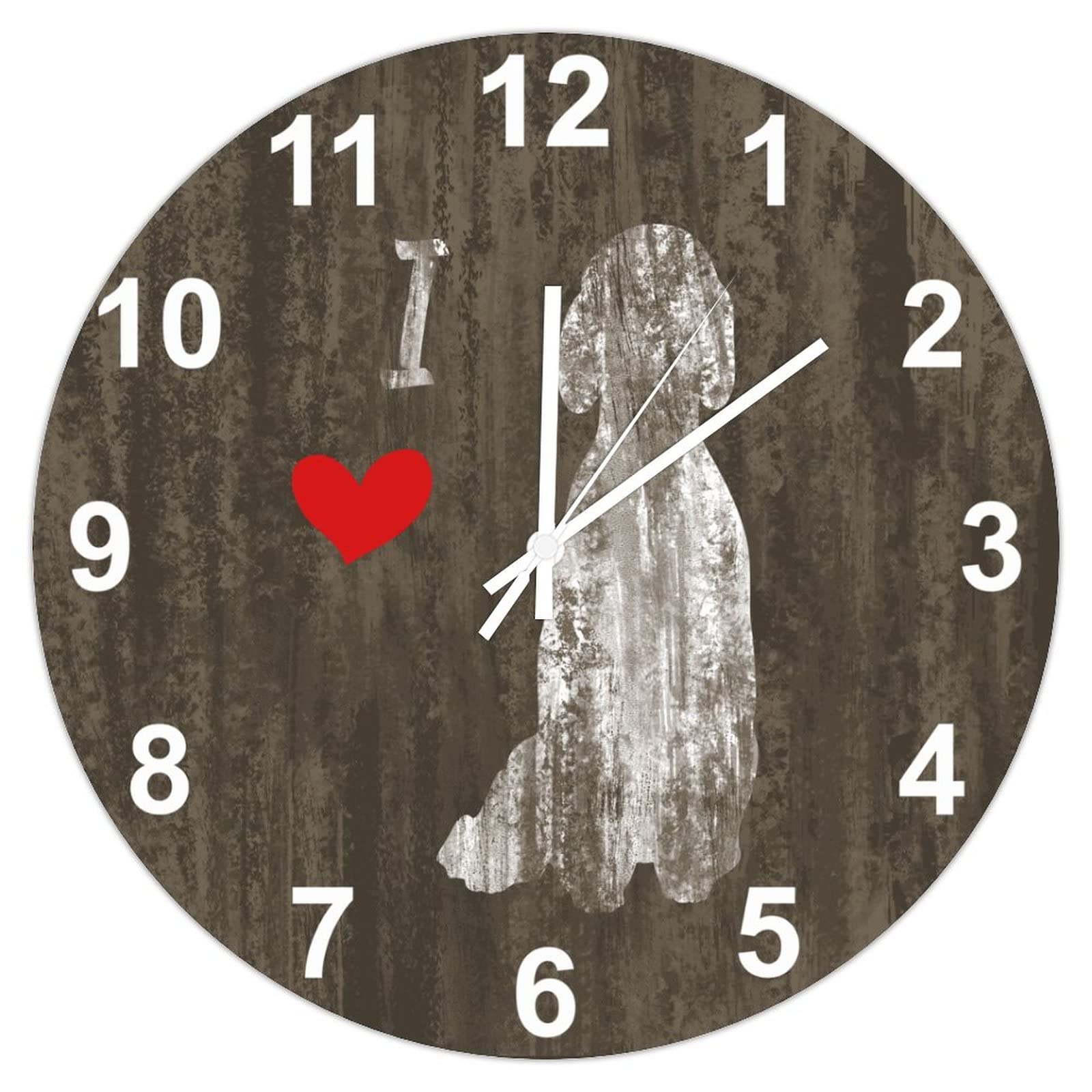 Horloge murale caniche bois silencieuse pour supprimer le tic-tac du bureau