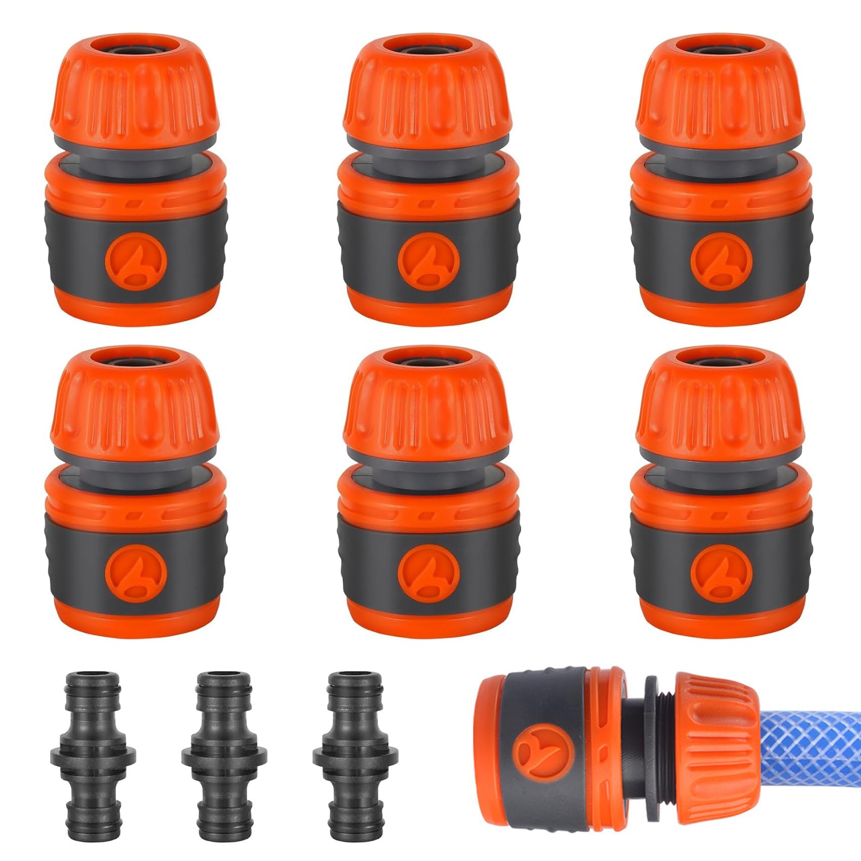 HAFRILY Gardena Hose Coupling Set Hose Connector 1/2 Inch Quick Connection Hose Connection 1/2 Inch for Garden Fittings Quick Change Connection Hose Adapter 9 Pieces
