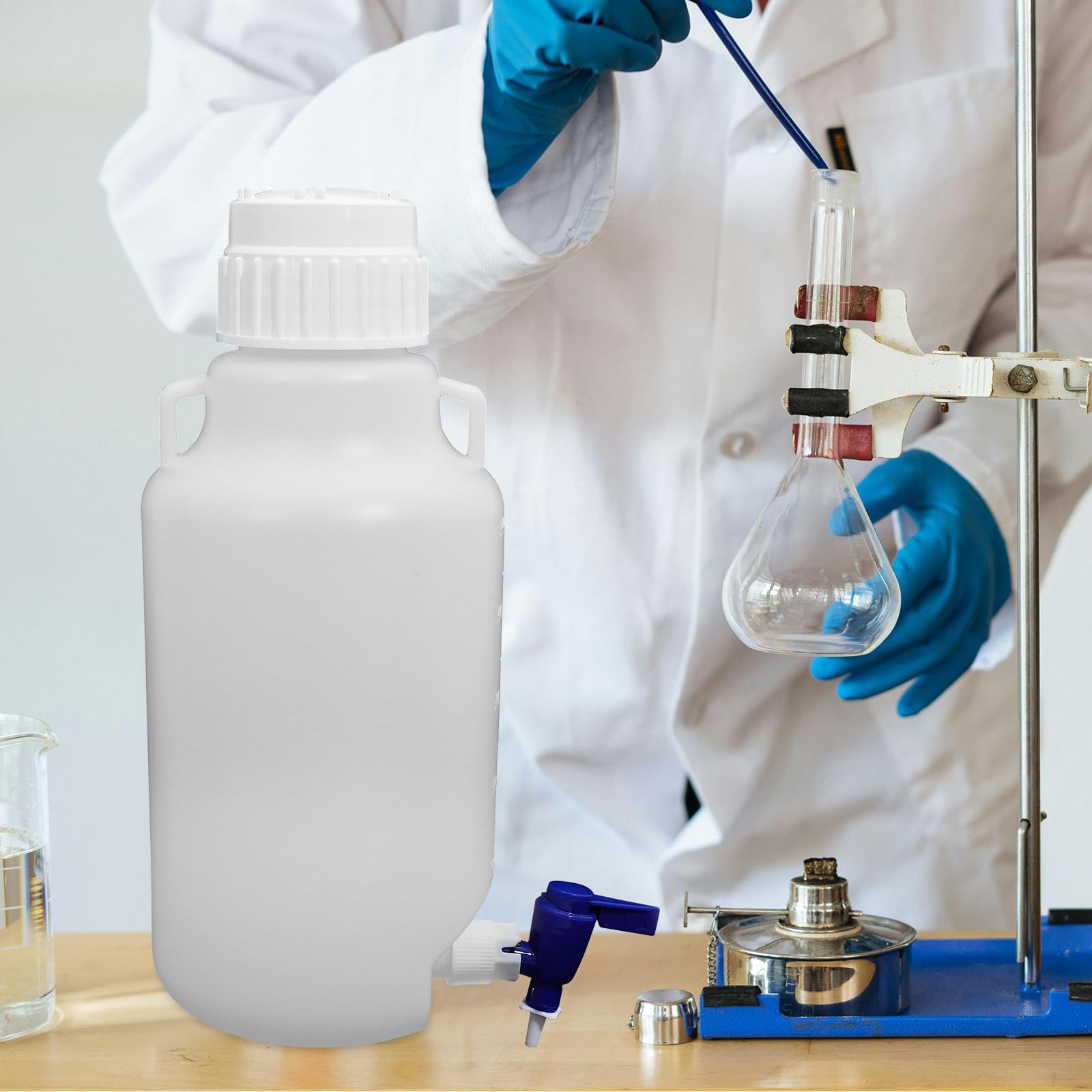 SOLUSTRE Dispenser Acqua Bianco per Scuola con Rubinetto, Contenitore Grande in Pe Compatto e Ben Rifinito, Resistente alla Rottura per Acqua Potabile Sicura