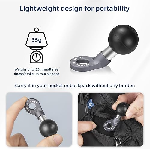 Miniatura 8 de FANAUE MB-01 Base de bola con adaptador de cabeza de perno en ángulo con orificio de montaje de 0.394 in para soportes RAM tamaño B brazo de doble