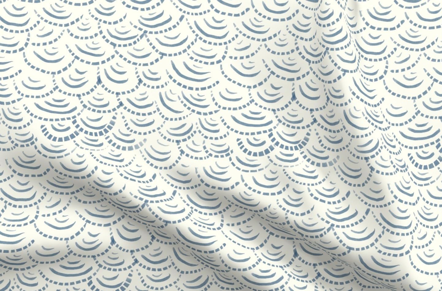 Spoonflower Fabric - Coastal Scallop Scales Minimalism Ocean Nautical Surf Mermaid Neutral Printed on Petal Cotton Fabric Fat Quarter - Sewing Quilting Apparel Crafts Decor