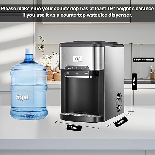 Miniatura 3 de NUNET Dispensador de agua portátil 3 en 1 para encimera, máquina de hielo incorporada, carga superior diaria de 44 libras, dispensador de agua fría