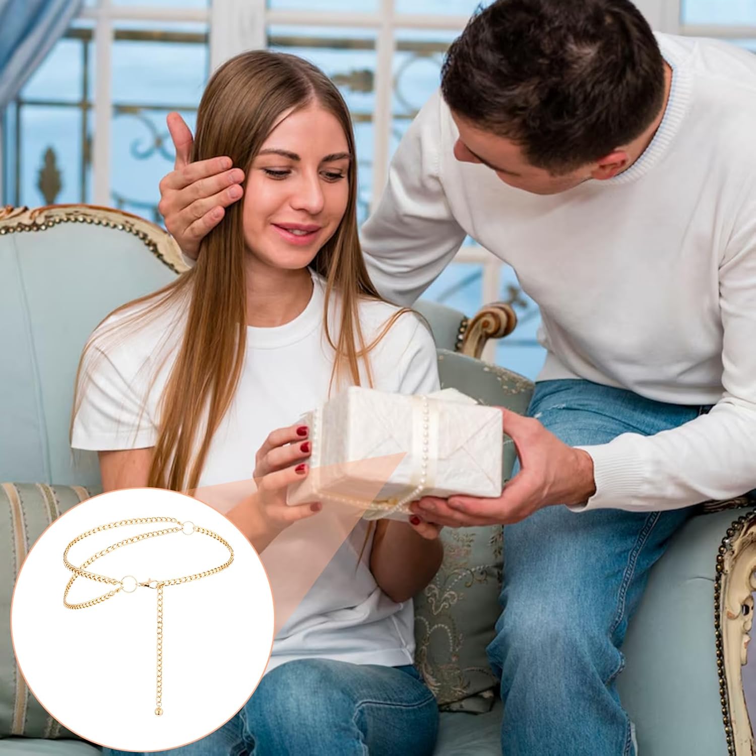 Western Chain Belts for Women Punk Waist Chain Gold Metal Belt Women's Gold Waists Chains Belt Boho Cowgirl Waistbelt Multilayer Adjustable Metal Body Waist Link Belts for Dresses Jeans Skirt - Image 7