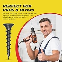 Vista 43 de Qualihome tornillos de punta afilada y rosca gruesa, tornillos cabeza trompeta núm. 2 para desarmador Phillips, 1 libra, negro, ideal