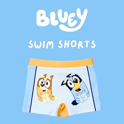 Short De Bain Bluey Pour Garçon - Maillot De Bain D'été Enfant, Tailles 3 à 6 Ans - Confortable Et Ludique