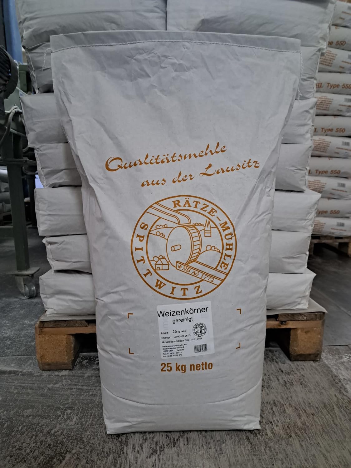 Weizenkörner 25kg von Rätze-Mühle gereinigte ganze Körner von regionalem, naturbelassenem Weizen