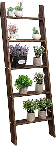 Toalleros de madera rústica de 5 niveles para baño, sala de estar, cocina, oficina, Woden, granja, estilo escalera, organizador multiusos para el