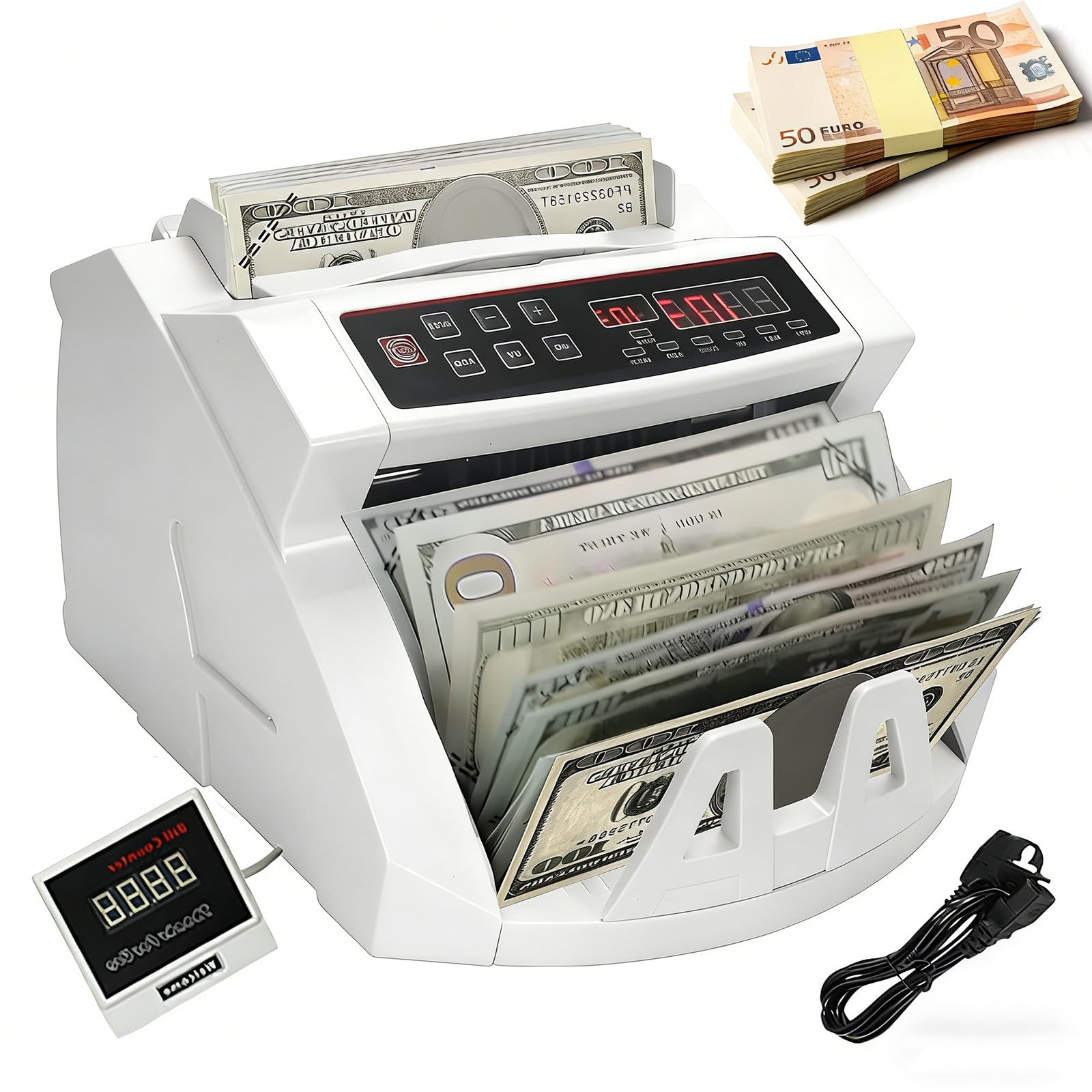 Contabanconote,900 Banconote/Minuto,Con Display Lcd,Funzione Di Rilevamento Banconote False Uv/Mg,Funzioni Di Preimpostazione/Cancellazione/Aggiunta,Per Ufficio/Banca(Gbp/Eur/Usd)