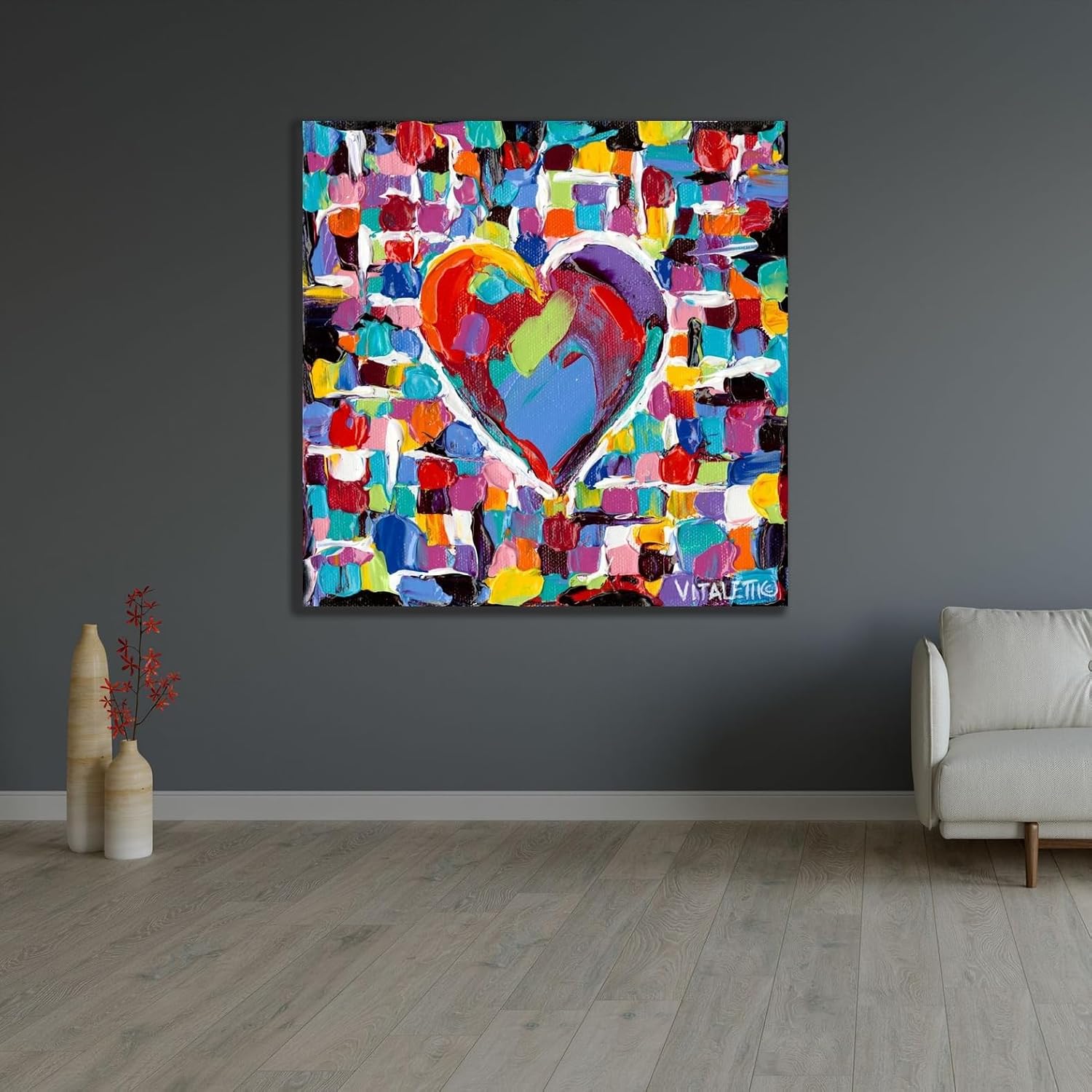 ArtDirect Mosaic Heart II Unframed Art Print Giclee Poster by Vitaletti, Carolee - Ready for Framing with Customization Sizes 8x8, 11x11, 16x16, 24x24, 36x36, and 48x48 Inches