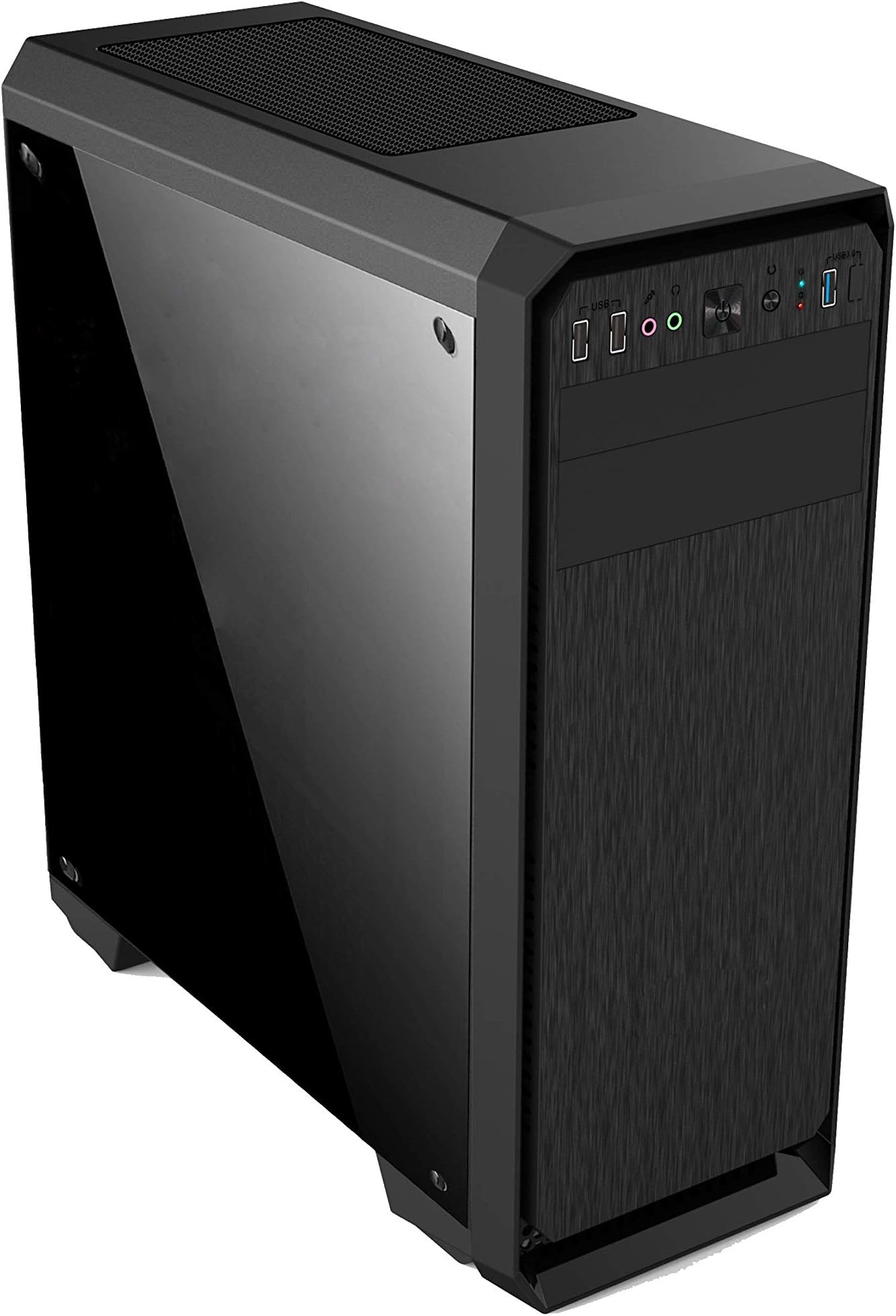 iONZ KZ07 PC Black Computer Mid Tower Gaming Case ATX M/ATX USB 3 PSU Shroud