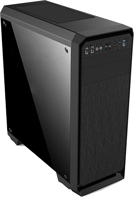 iONZ KZ07 PC Black Computer Mid Tower Gaming Case ATX M/ATX USB 3 PSU Shroud