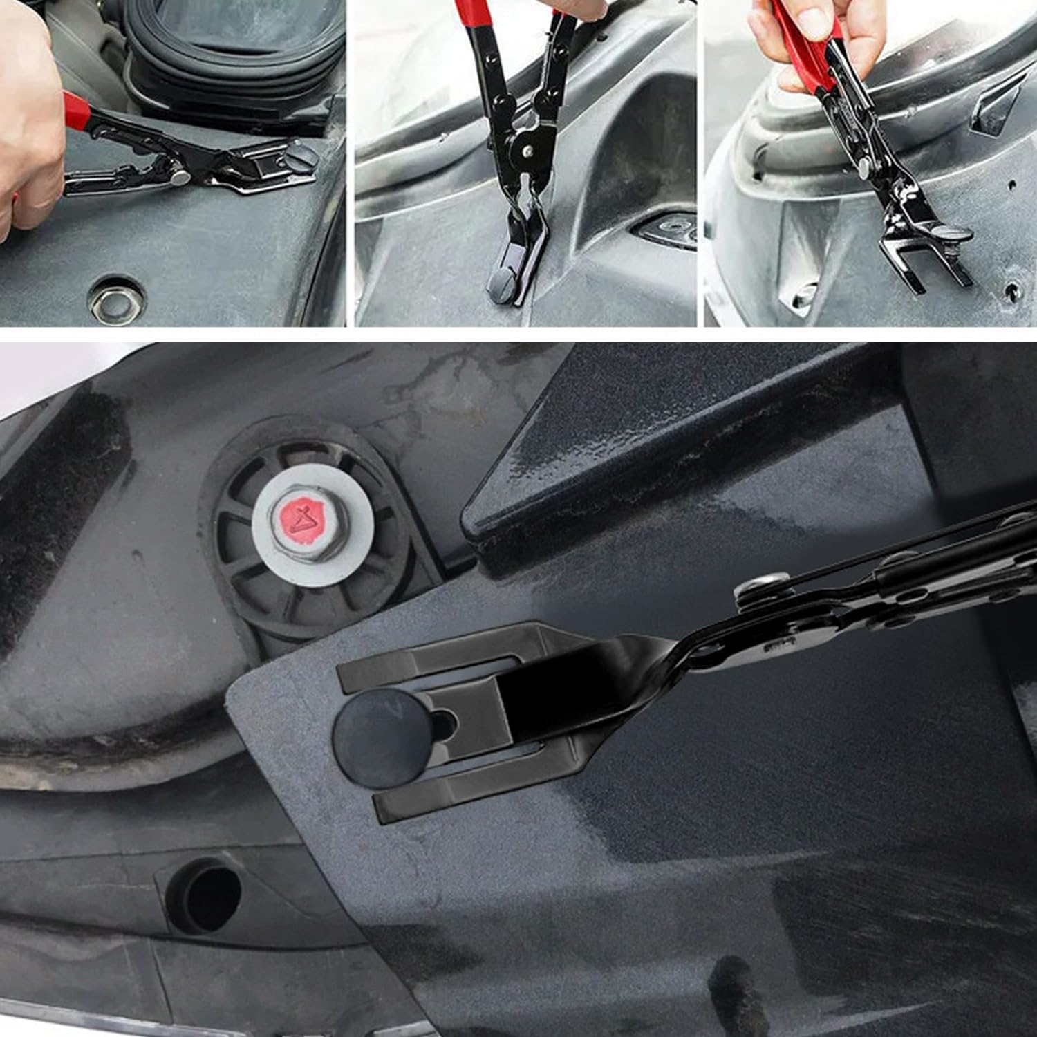 Pinza per Rimozione Lampada e Rivetto - Strumento in Plastica con Manico Rosso per Riparazione Auto