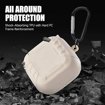AIRSPO Compatible with Powerbeats Pro Wireless Earbuds Case TPU Military Shell Full Body Protective Cover Skin for Powerbeats Pro (Ivory)