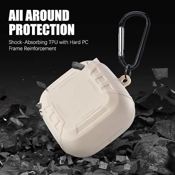 AIRSPO Compatible with Powerbeats Pro Wireless Earbuds Case TPU Military Shell Full Body Protective Cover Skin for Powerbeats Pro (Ivory)