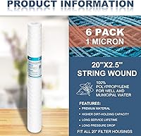 Vista 3 de Membrane Solutions Cartucho de polipropileno para sedimentos de 5 micrones, 2.5 pulgadas de diámetro exterior x 20 pulgadas de longitud