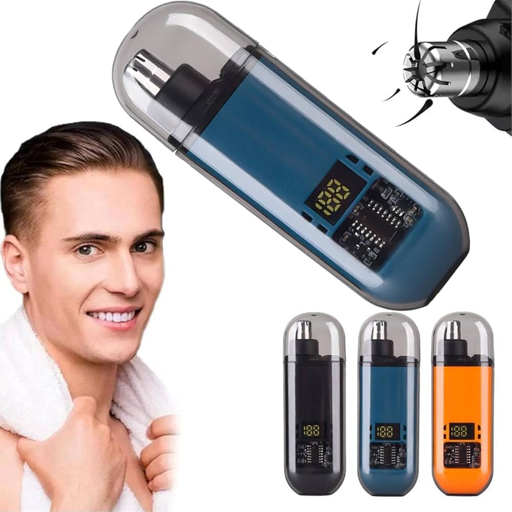 Nose and Ear Hair Trimmer for Men, 2025 Rechargeable Painless Nose Trimmer with LED Display, IPX7 Waterproof Dual Edge Blades with Dust Cap for Travel and Home Use (Blue) — 사진 1