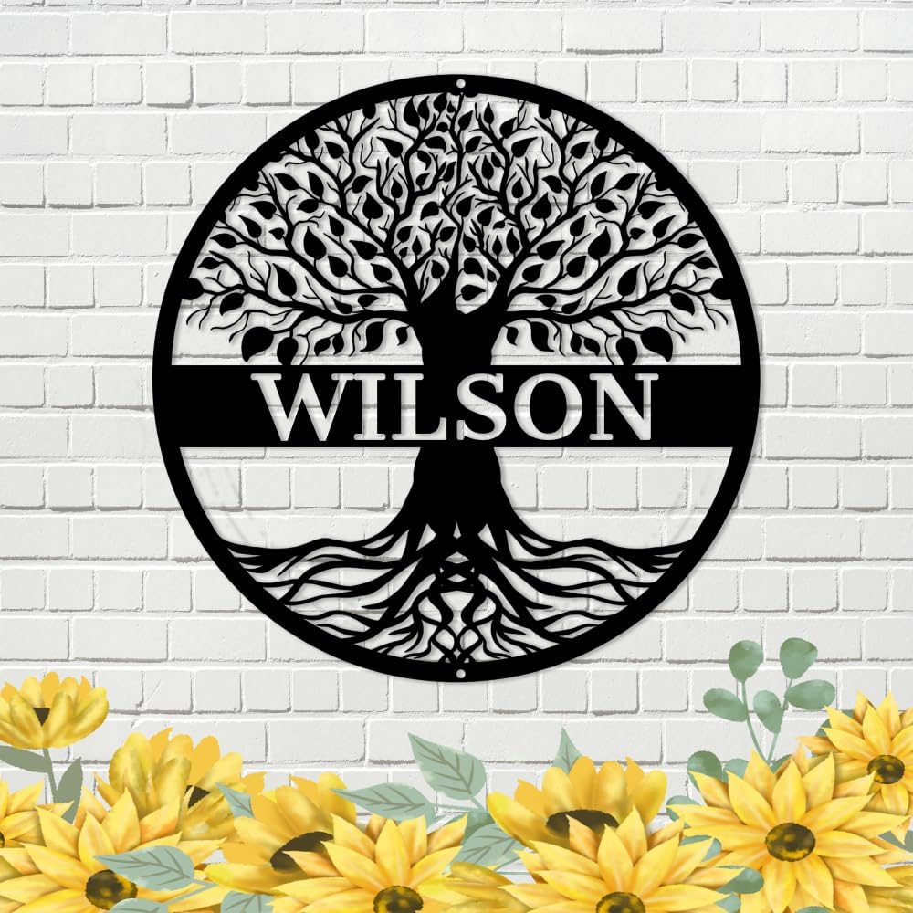 Metal Life Tree Peronalized Name Signs | Monogram Wall Decor | Personalized Family Name Sign | Metal Wall Art | Monogram Sign Door Hanger