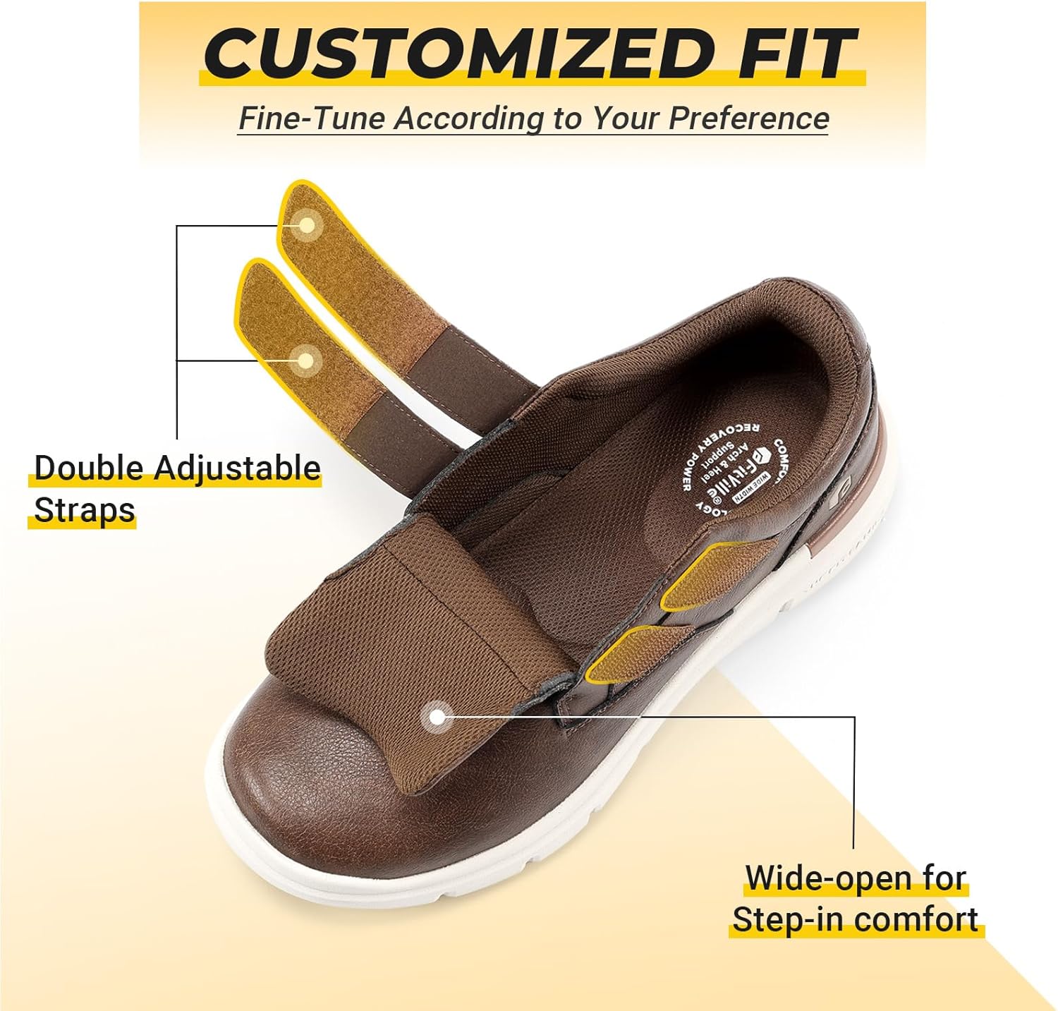 FitVille Shoes for Men Extra Wide, Straps Diabetic Shoes for Men Slip on, Casual Wide Dress Sneaker for Walking, Easy On and Off, Swollen Feet - Image 3