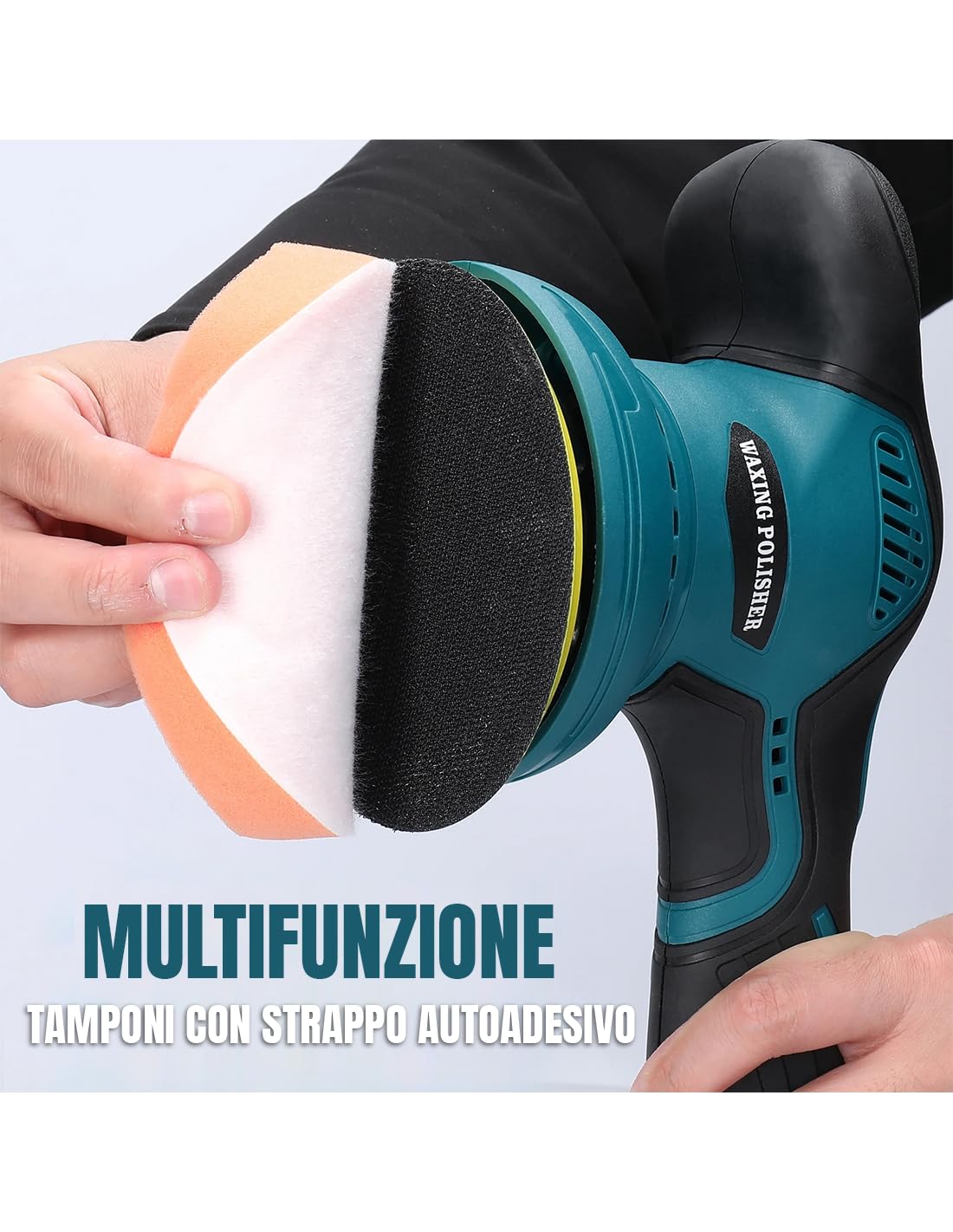 Lucidatrice Elettrica Levigatrice Doppia Batteria 24V Auto, Pavimenti 8 Velocità 380W Lucidatrice Auto Orbitale, Kit Professionale, 2800-5500 Giri/Min, Lucidatura, Ceratura, Lavori Angolari