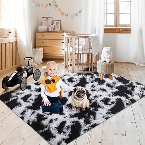 Miniatura 7 de Alfombra de lujo con estampado de vaca lechera de 5 x 7 pies, lindas alfombras de vaca para sala de estar, dormitorio, alfombra esponjosa de vaca