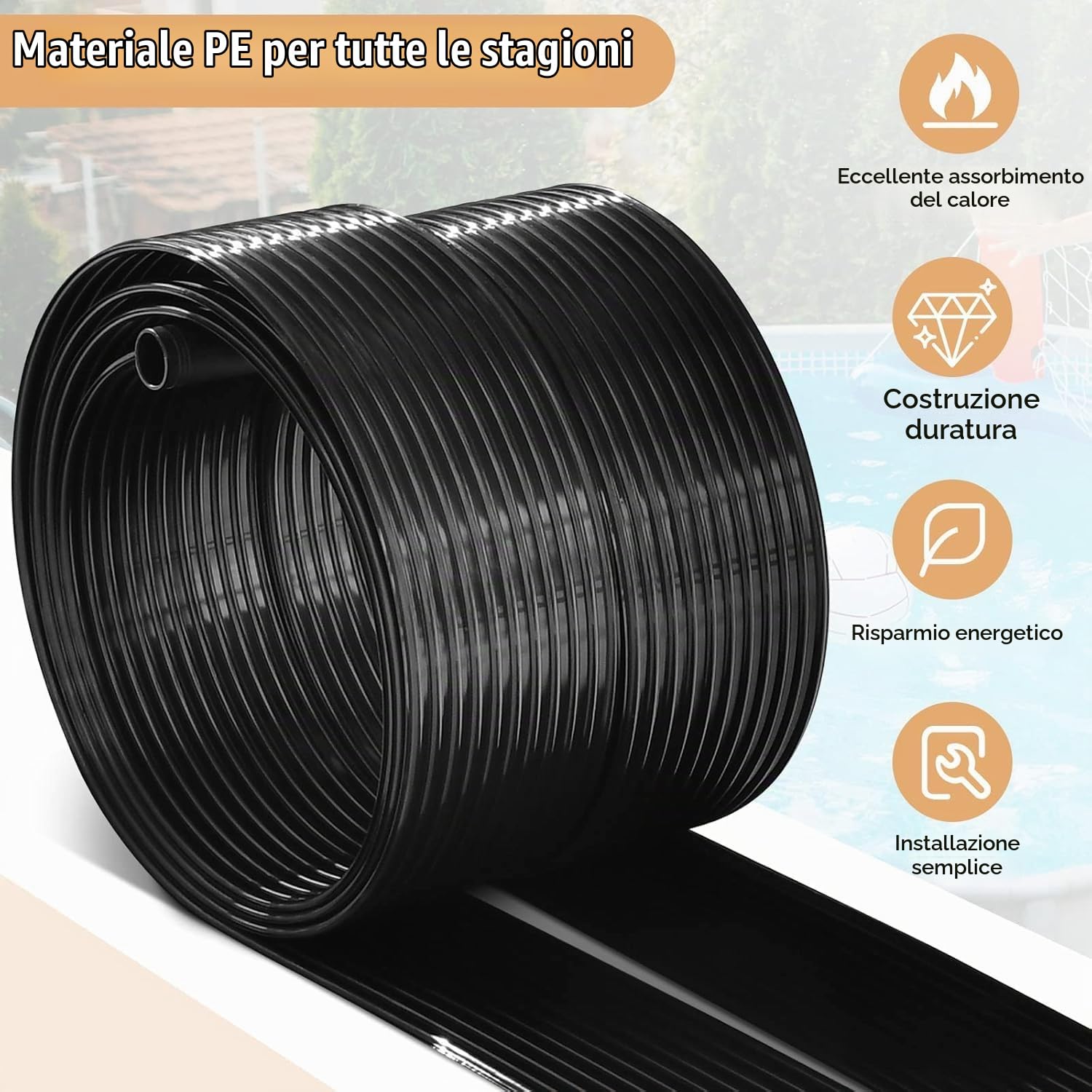 FANTASK Collettore Solare per Piscina 300 x 75 cm, Riscaldamento Solare in plastica Resistente ai Raggi UV, Riscaldamento Piscina per Piscine Fino a 12000 l