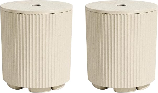 Patio Table for Umbrella, Pool Side Table, 2 Pack, Beige