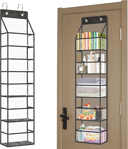 Organizador de despensa colgante sobre la puerta, organizador de habitación con bolsillos de plástico transparente, organizador de almacenamiento