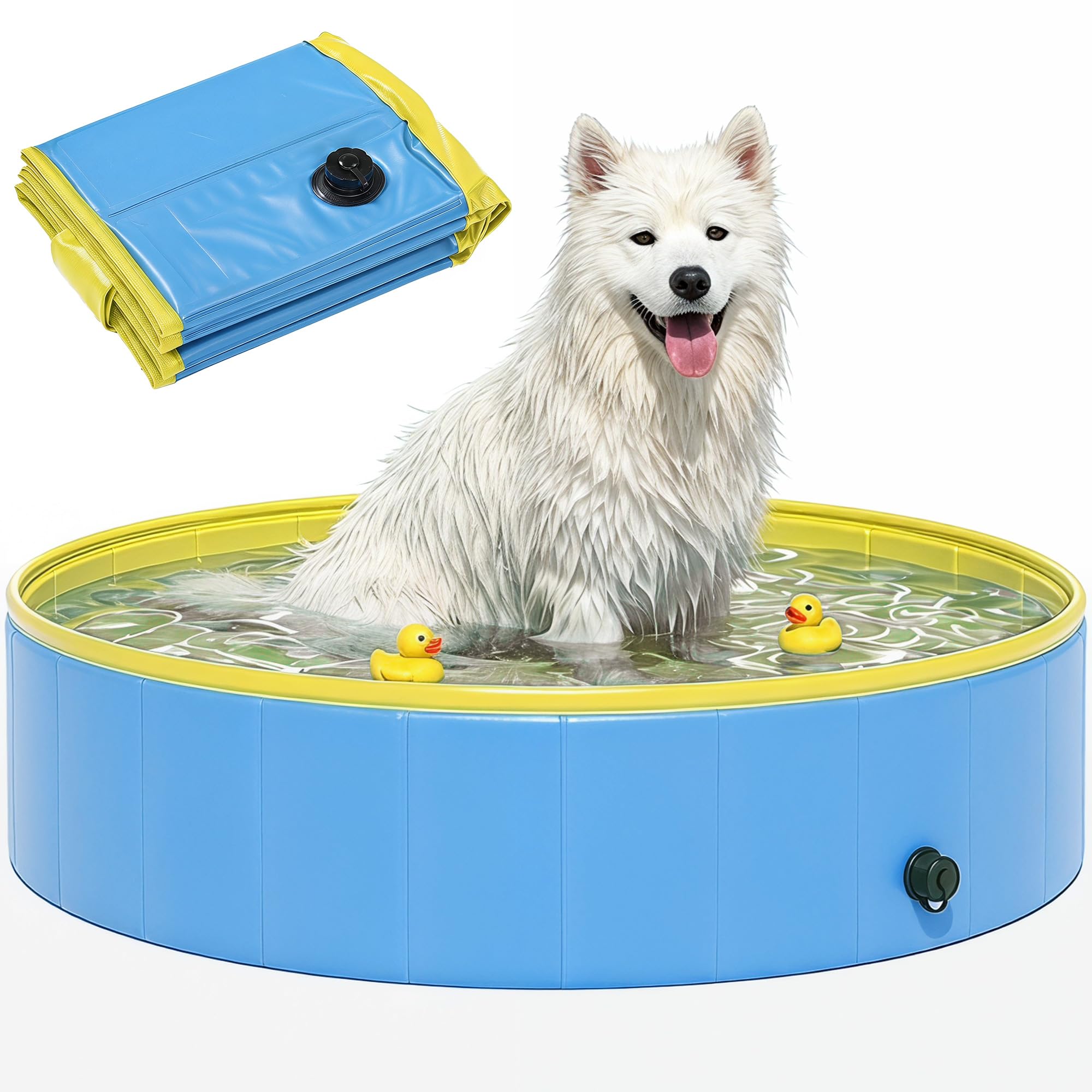 Pawhut Unisex Blue Dog Pool Dog Bath Tub Dog Paddling Pool In 120Cm