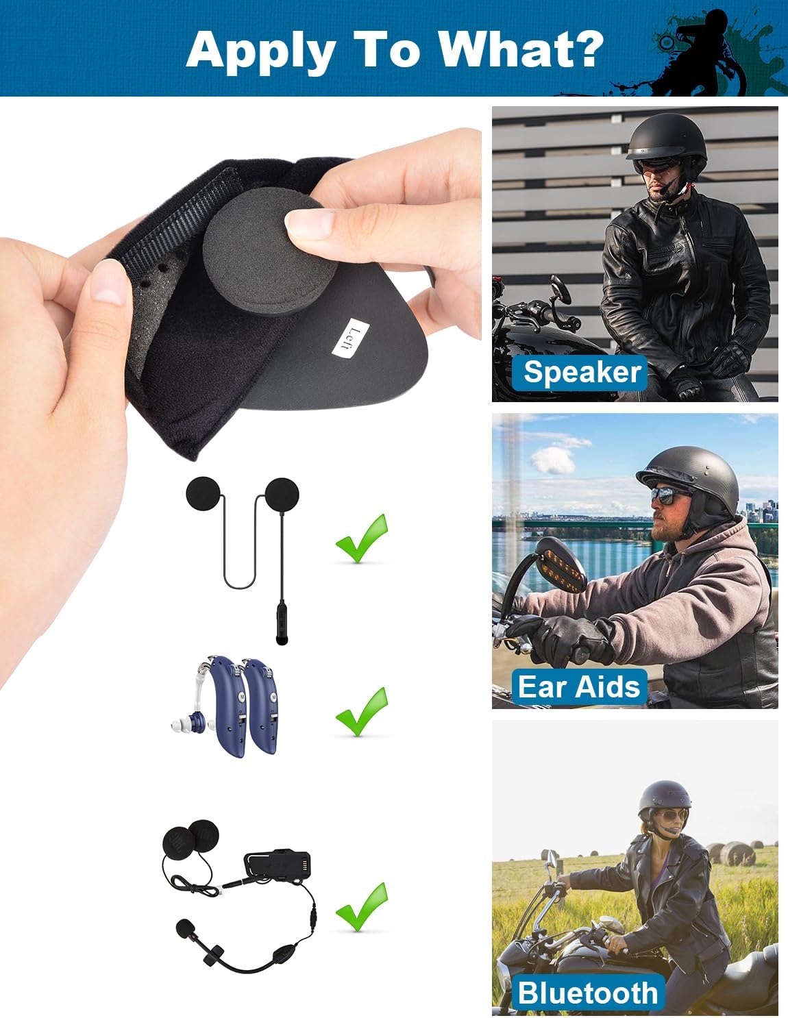 Lamborsafe Half Helmet Speaker Pockets Motorcycle 1/2 Helmet Ear Pads Pouch for Cardo Packtalk Edge Ear Cover Protection Accessories - Reduce Wind Noise and Keep Warm in Cold
