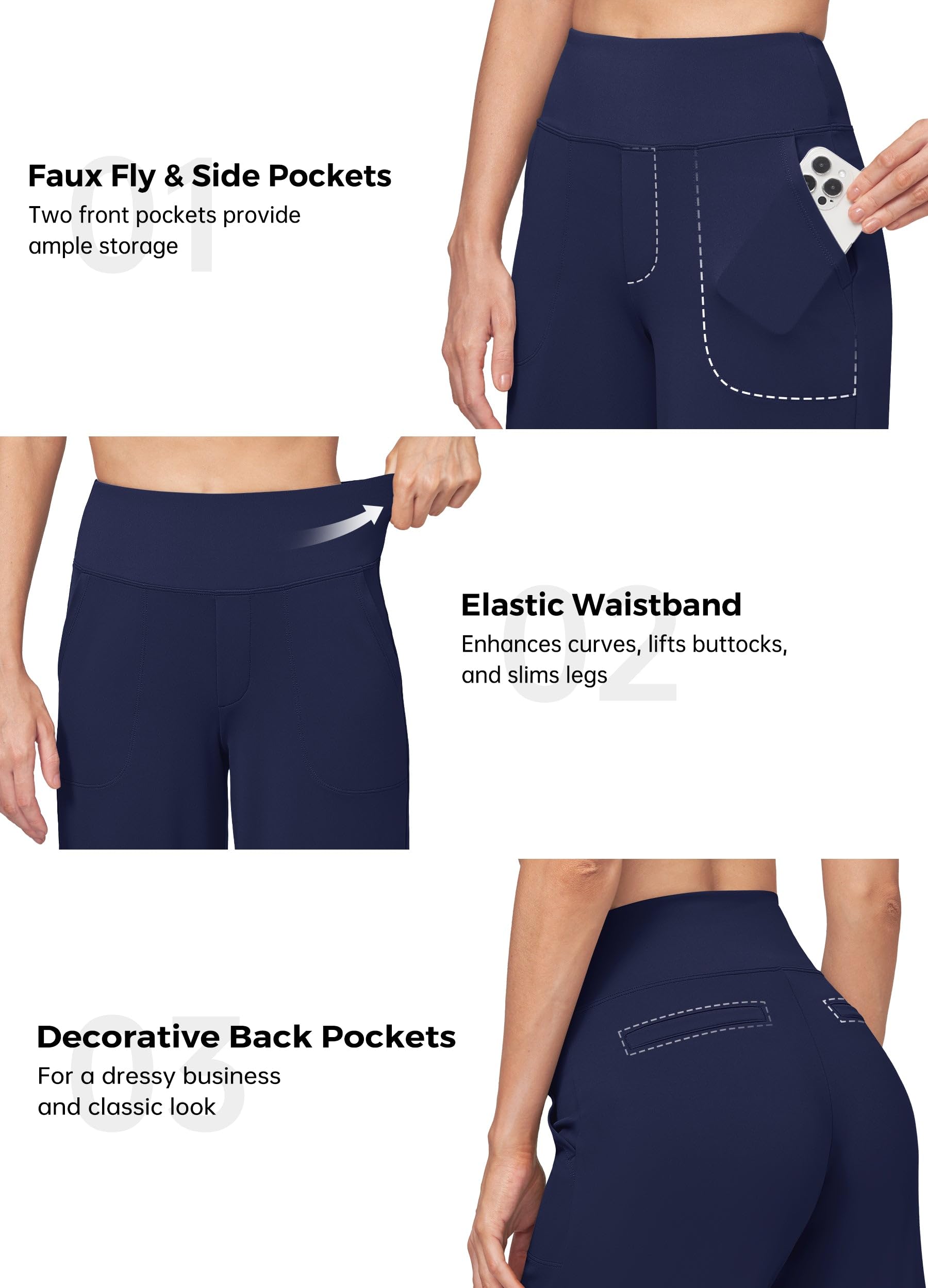 WILLIT Pantaloni da yoga da donna, a gamba larga, elasticizzati, a vita alta, controllo della pancia, per il tempo libero, lavoro, casual, con tasche