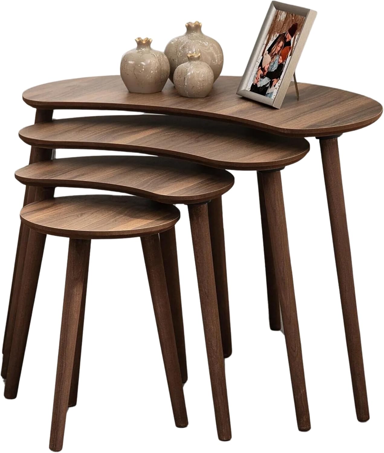 Moon 4-Piece MDF Wooden Nesting Tables - Walnut