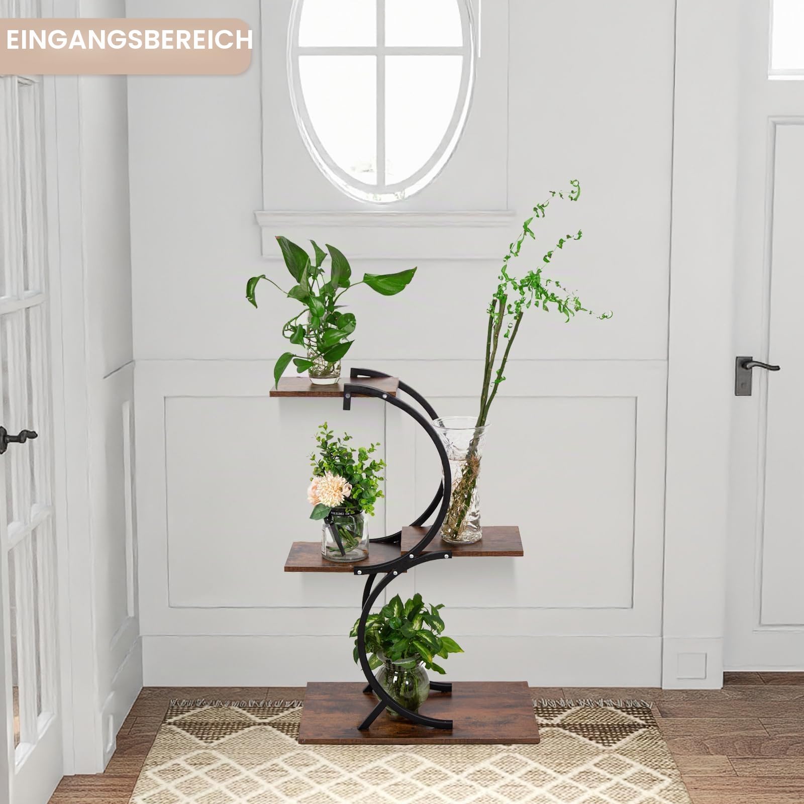 Todeco Pflanzenregal 4 Etagen aus Metall – Blumenständer für Innen