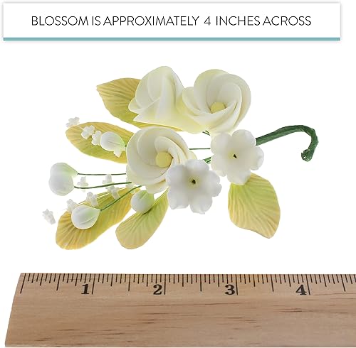 Miniatura 4 de Global Sugar Art Chef Alan Tetreault - Decoración para tartas tropicales Frangipani Plumeria para tartas de azúcar, pequeño, blanco con amarillo, 1