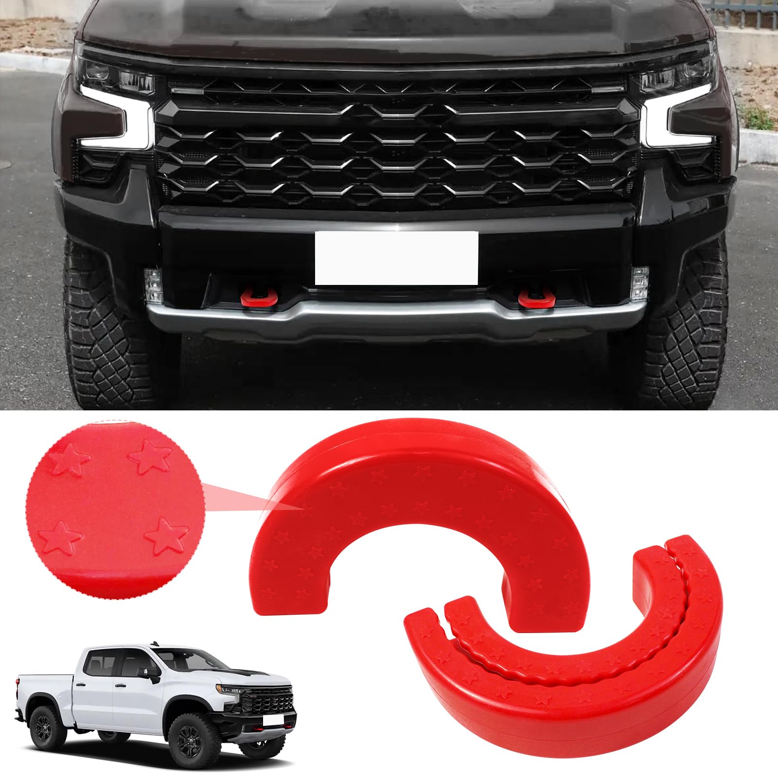Peleus Tow Hook Covers for Chevy Silverado 2007-2025 Front Tow Hook Cover Car Tow, Car Tow Hooks Compatible with Chevrolet Silverado 1500 Accessories