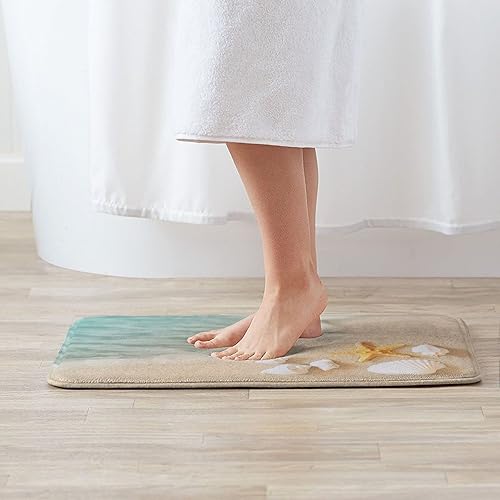 Miniatura 8 de Alfombras de baño de playa costeras con estrellas de mar para baño, alfombra de baño suave y absorbente, alfombra antideslizante para cocina, baño,
