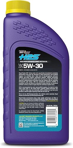 Miniatura 2 de Royal Purple Aceite sintético para motor 36530-6PK HPS 5W-30 con tecnología de aditivos Synerlec, 1 cuarto de galón, caja de 6