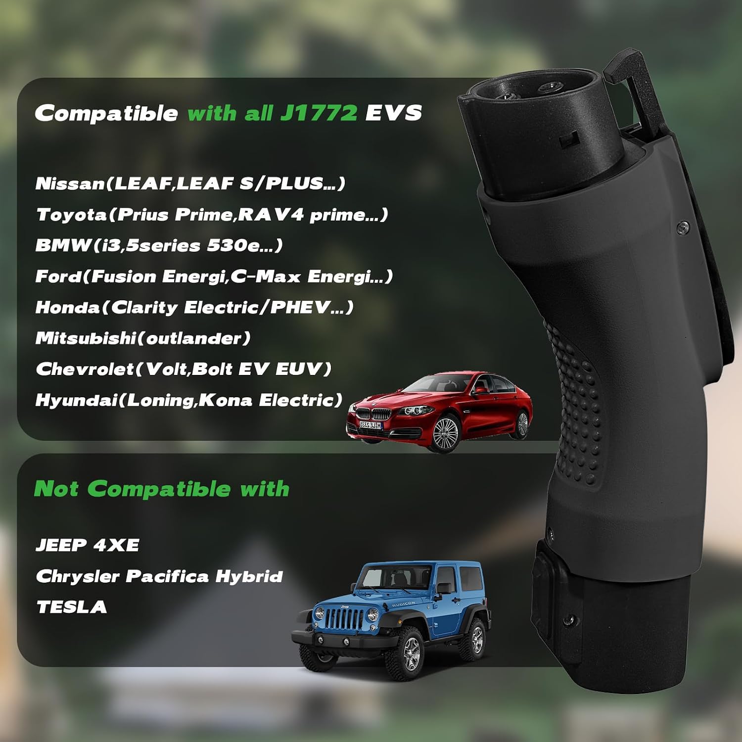 EV Charger Adapter for Tesla to J1772, Up to 60A 250V, IP65, with Press-Safety-Lock,NACS to J1772 Adapter,Compatible with Tesla Wall Connector/Tesla Destination/Mobile Charger (J1772 EVs Only) (Black)