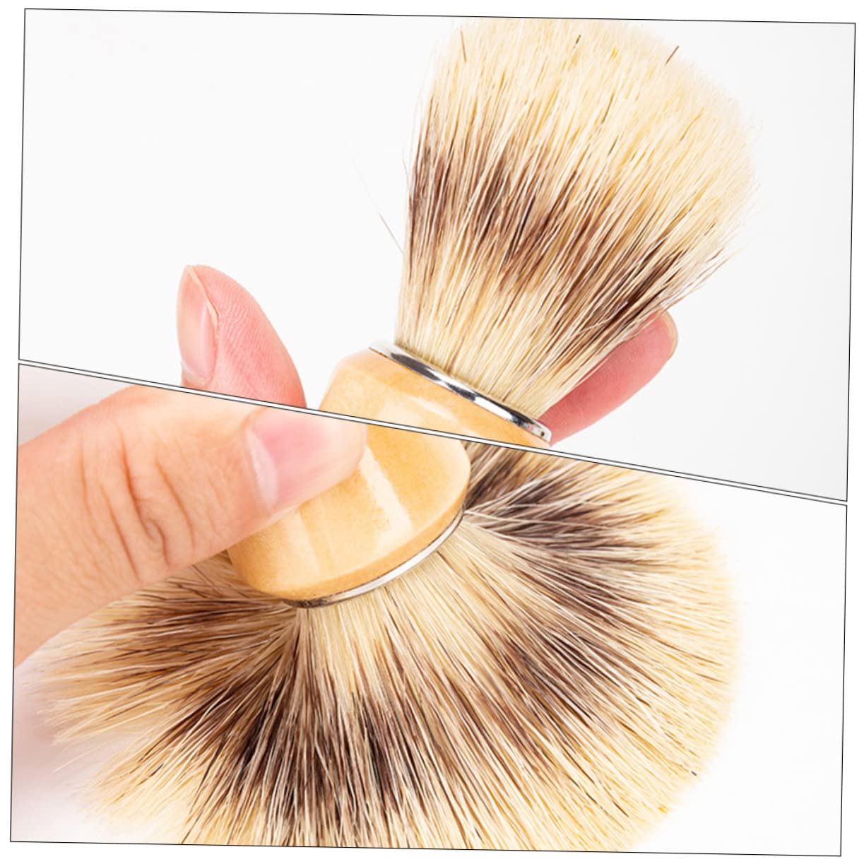 SAFIGLE 2pcs Handle Shaving Brush Durable Salon Shave Brush for Father Day Men for Home and Travel Use