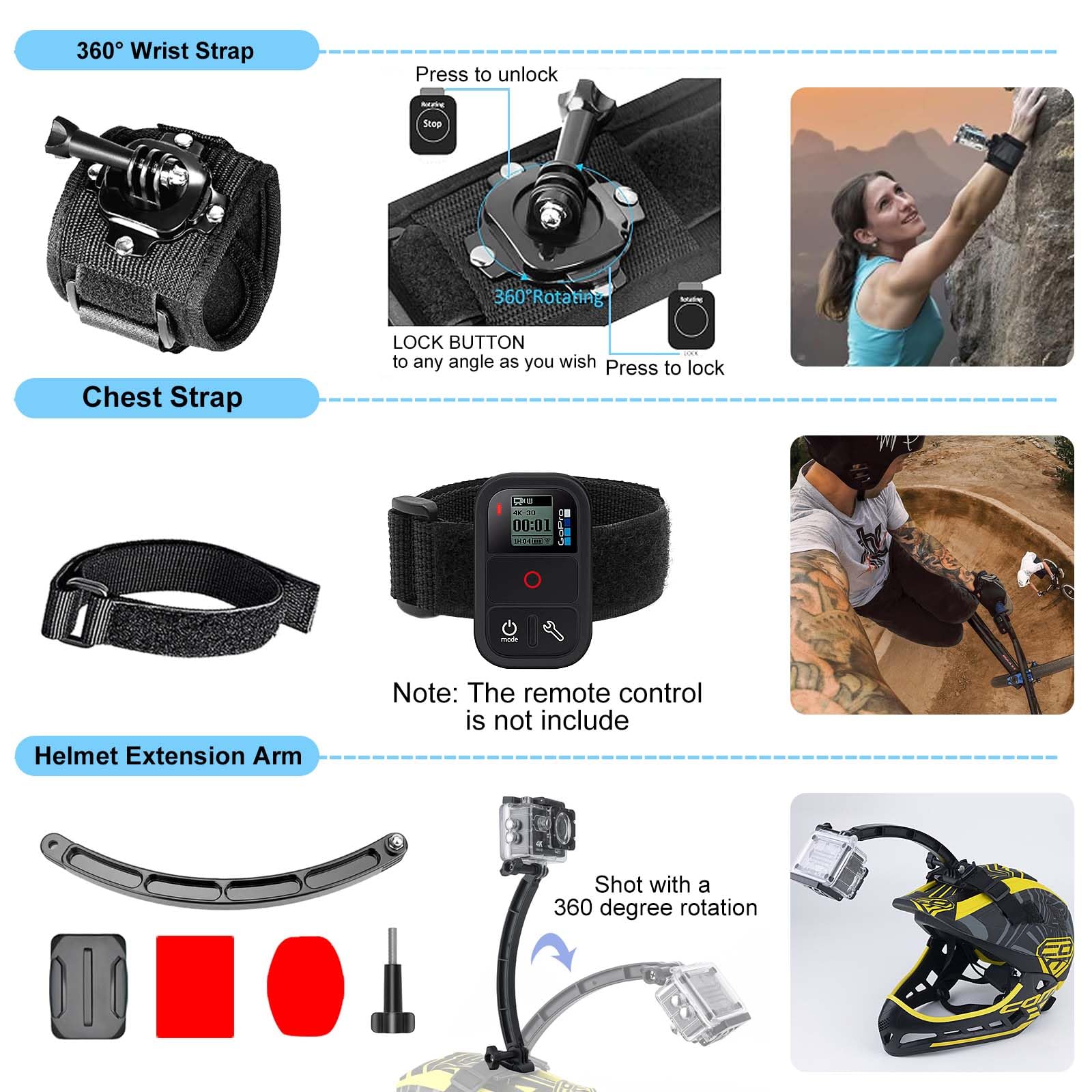 49 en 1 Kit d'accessoires pour Caméra d'action Compatible avec GoPro Hero 12 11 10 9 DJI OSMO 4 3 2,Kit Accessoires pour GoPro Hero,pour Tir Sportif Plein Air à Grande Vitesse