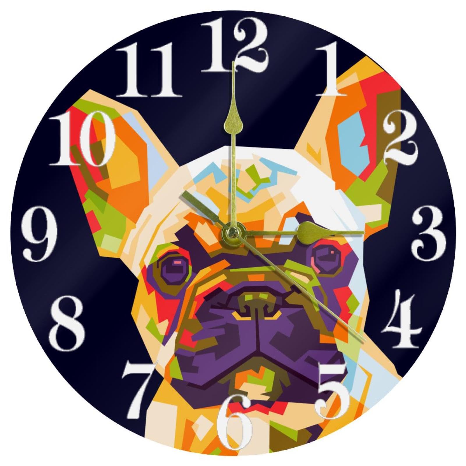Horloge murale bouledogue français pour cuisine et bureau déco colorée moderne