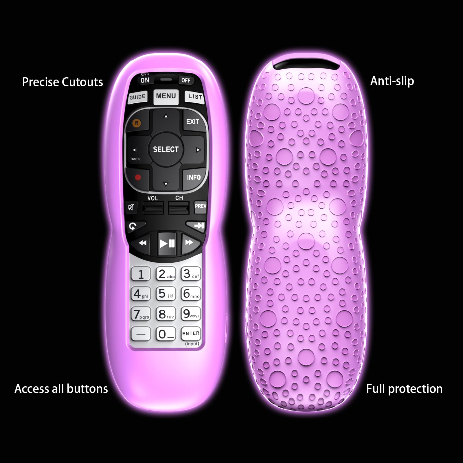 Paquete de 3 fundas para control remoto DirecTV RC73, RC70, RC70H, RC71, RC71H, RC72, RC73B, color morado, azul y rojo