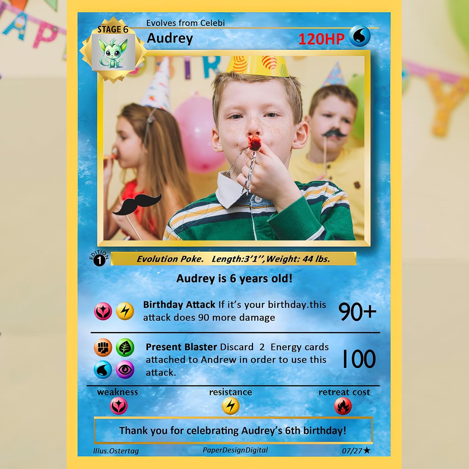 Personalized Photobooth, Custom Party Photo Booth Prop, Theme Poke Card Birthday Photo Frame Decoration for Family and Friends (Fire)