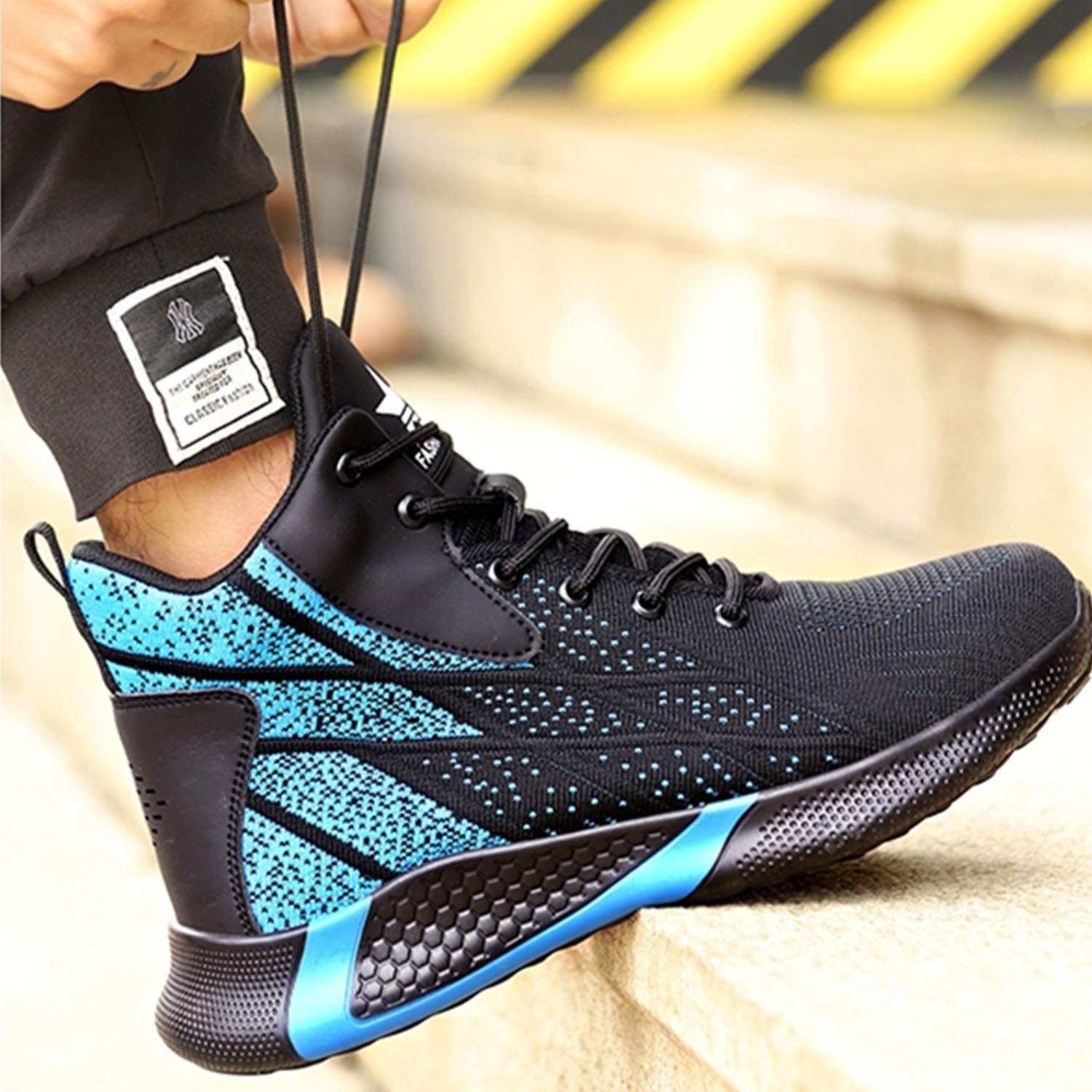 Buty Robocze Męskie Damskie Lekkie Wysoka Cholewka Obuwie Ochronne Antypoślizgo Weoddychające Buty Budowlane Komfortowy 8081/Niebieski 39