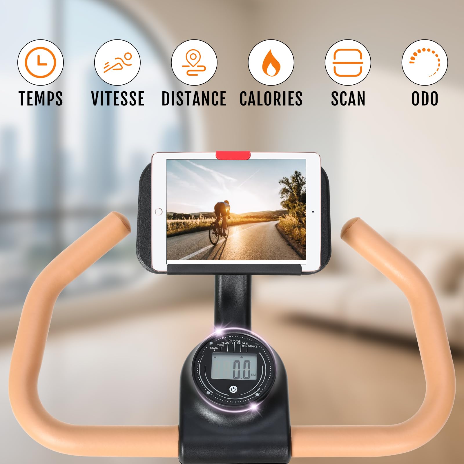 ISE Velo d Appartement Silencieux avec Résistance Magnétique Réglable, Vélo d'appartement avec Écran LCD, Réglable en Guidon et Siège Confortable, Pour Entraînement Cardio à la Maison, Capacité 130KG