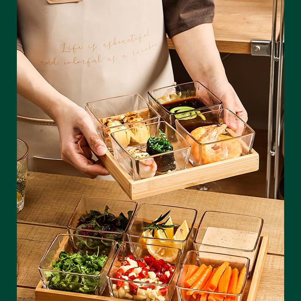Snackschalen Vier Quadratmeter-Glas-Snack-Gericht und Chassis Home Restaurant geteiltes Obst Snack getrockneter Obstteller Beilage Diptaucer Dipschalen (Color : C)