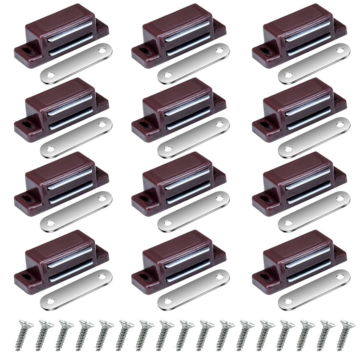 Selyse Pack of 12 Strong Magnetic Door Closer White Magnetic Catch for Cabinet Doors Furniture and Drawers with Screws