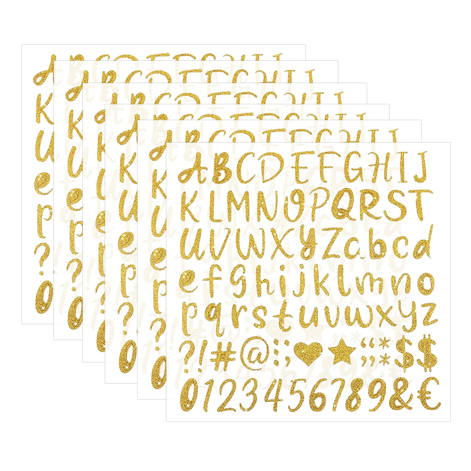 6 Sheets Gold Letter Stickers, Sticky Letters for Crafts, Self-Adhesive Glitter Alphabet Numbers Decals, Stick on Alphabet for DIY Crafts Scrapbooking Birthday Cards Notebook