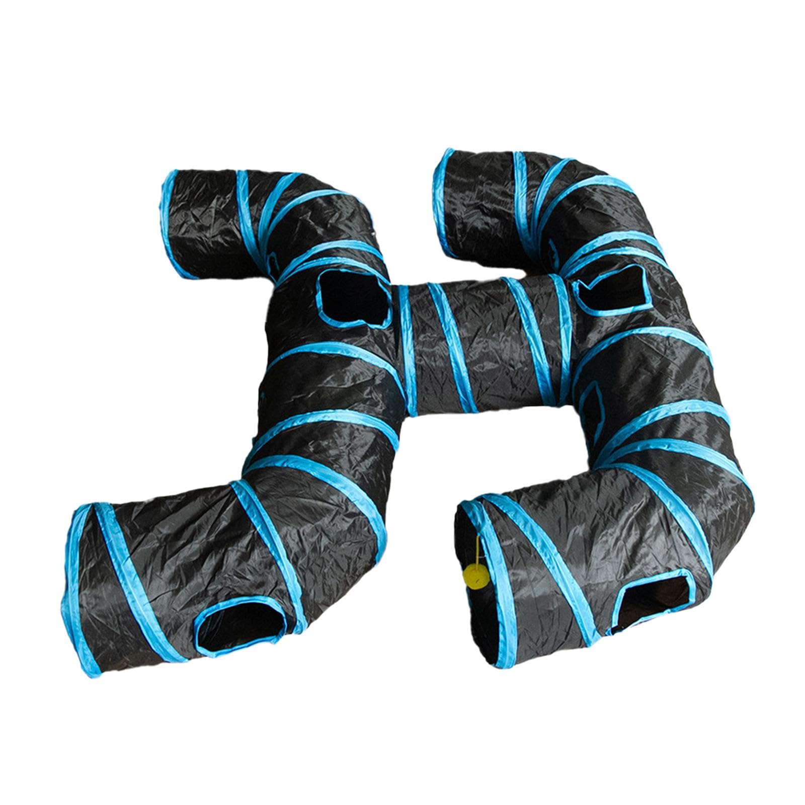 Tunnel pour Chat Pliable, pour Animaux de Compagnie, Tube de Jeu, Multifonctionnel, Léger, Cachette D'entraînement, Jeu de Balle, Espace de Jeu et, Bleu Noir